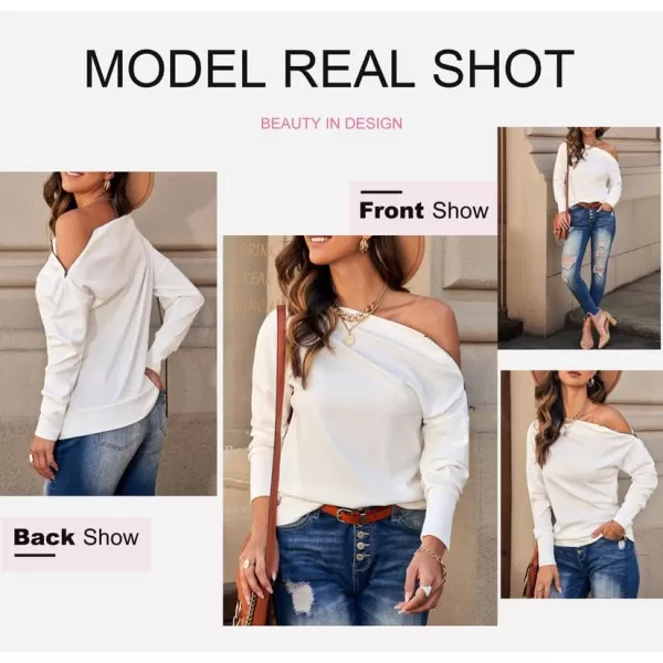 Dokotoo Women's Off The Shoulder Batwing Long Sleeve Sweatshirt Casual Loose Pullover Tops