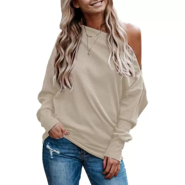 Dokotoo Women's Off The Shoulder Batwing Long Sleeve Sweatshirt Casual Loose Pullover Tops