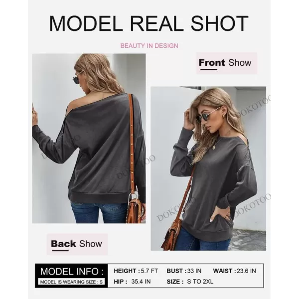 Dokotoo Women's Off The Shoulder Batwing Long Sleeve Sweatshirt Casual Loose Pullover Tops