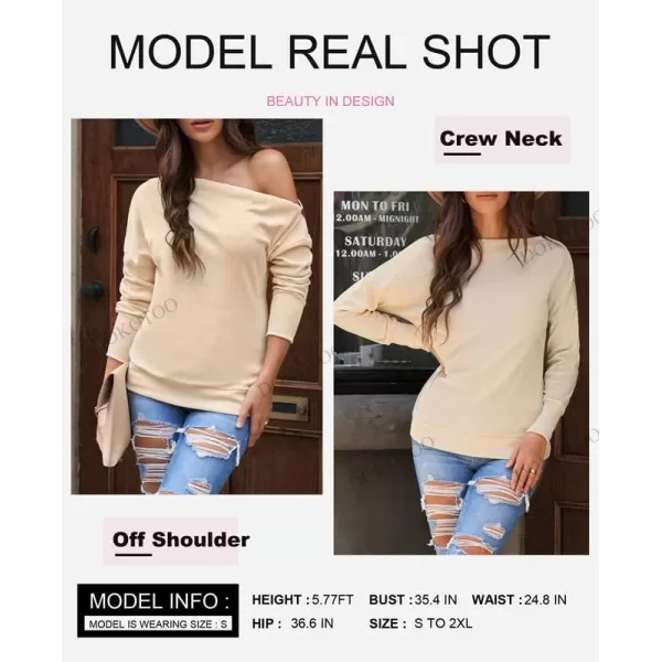 Dokotoo Women's Off The Shoulder Batwing Long Sleeve Sweatshirt Casual Loose Pullover Tops