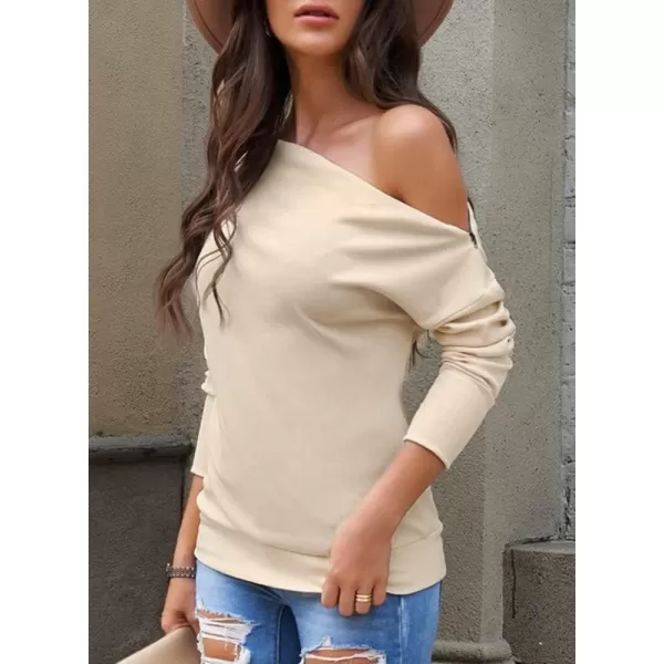 Dokotoo Women's Off The Shoulder Batwing Long Sleeve Sweatshirt Casual Loose Pullover Tops