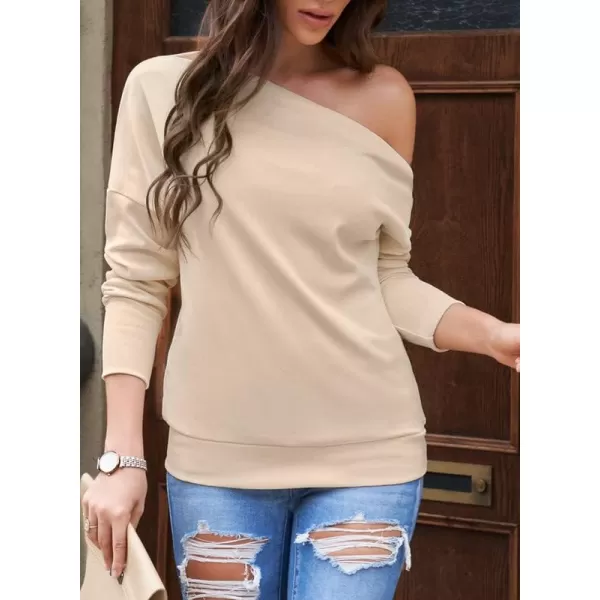 Dokotoo Women's Off The Shoulder Batwing Long Sleeve Sweatshirt Casual Loose Pullover Tops