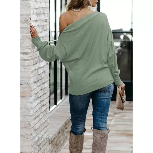 Dokotoo Women's Off The Shoulder Batwing Long Sleeve Sweatshirt Casual Loose Pullover Tops