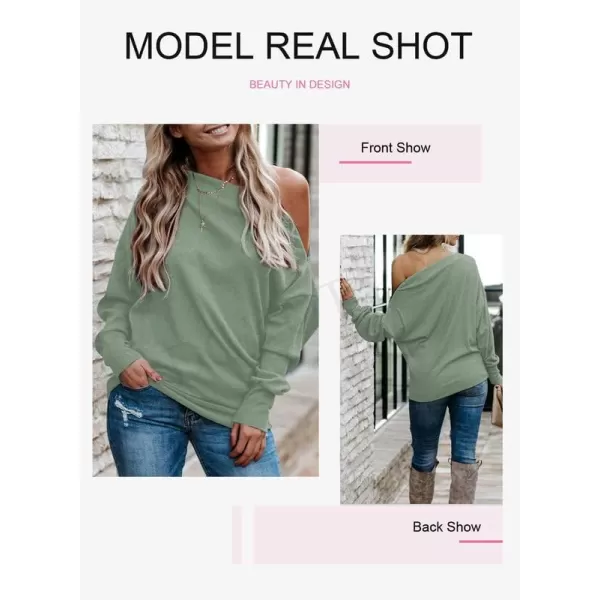 Dokotoo Women's Off The Shoulder Batwing Long Sleeve Sweatshirt Casual Loose Pullover Tops