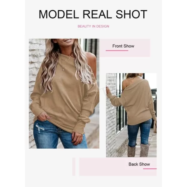 Dokotoo Women's Off The Shoulder Batwing Long Sleeve Sweatshirt Casual Loose Pullover Tops