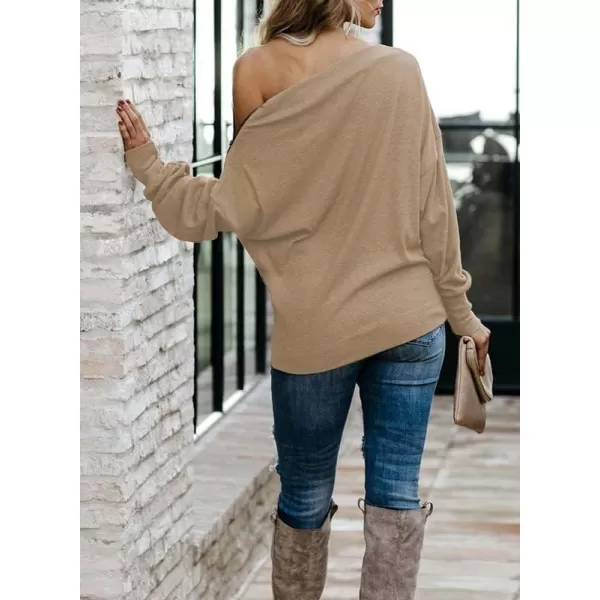 Dokotoo Women's Off The Shoulder Batwing Long Sleeve Sweatshirt Casual Loose Pullover Tops