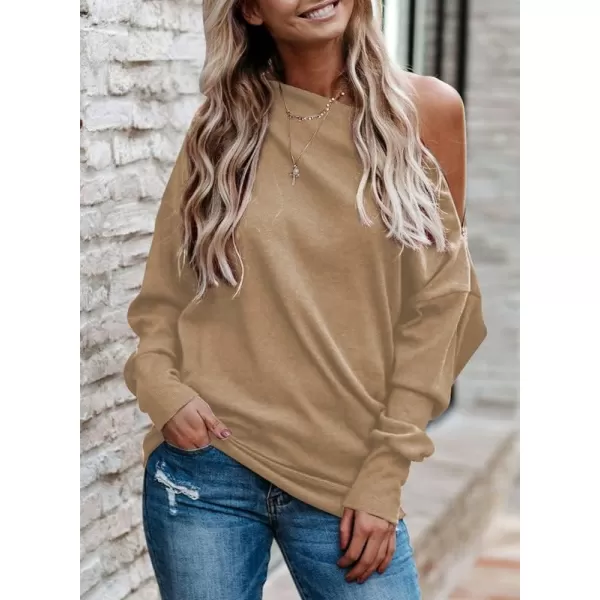 Dokotoo Women's Off The Shoulder Batwing Long Sleeve Sweatshirt Casual Loose Pullover Tops