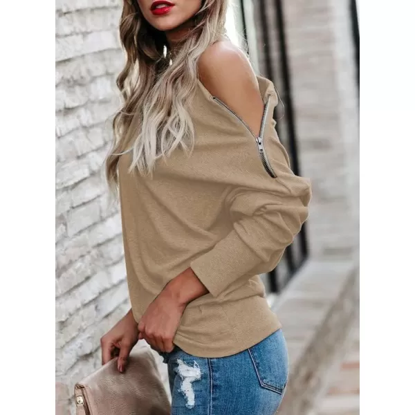 Dokotoo Women's Off The Shoulder Batwing Long Sleeve Sweatshirt Casual Loose Pullover Tops