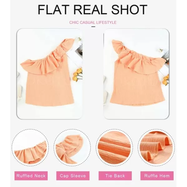 Dokotoo Womens One Shoulder Tops Ruffled Solid Tunic Shirts Sleeveless Loose Tank Top