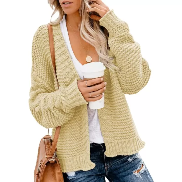 Dokotoo Womens Open Front Long Sleeve Chunky Knit Cardigan Sweaters Loose Outwear Coat