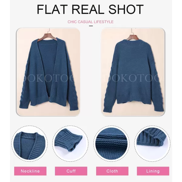 Dokotoo Womens Open Front Long Sleeve Chunky Knit Cardigan Sweaters Loose Outwear Coat