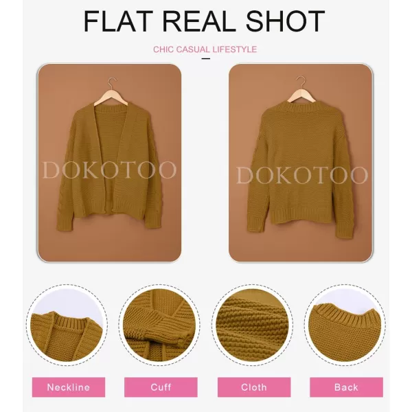 Dokotoo Womens Open Front Long Sleeve Chunky Knit Cardigan Sweaters Loose Outwear Coat