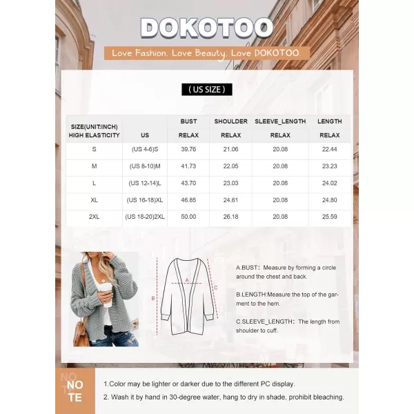 Dokotoo Womens Open Front Long Sleeve Chunky Knit Cardigan Sweaters Loose Outwear Coat