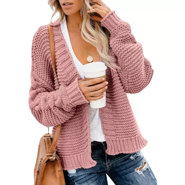 Dokotoo Womens Open Front Long Sleeve Chunky Knit Cardigan Sweaters Loose Outwear Coat