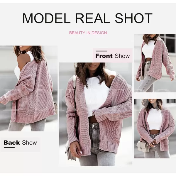 Dokotoo Womens Open Front Long Sleeve Chunky Knit Cardigan Sweaters Loose Outwear Coat