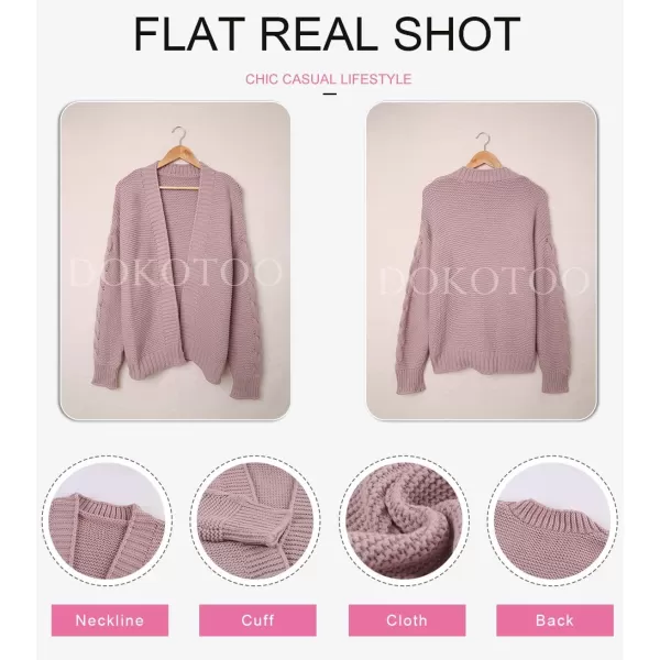 Dokotoo Womens Open Front Long Sleeve Chunky Knit Cardigan Sweaters Loose Outwear Coat