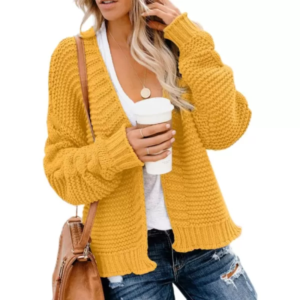 Dokotoo Womens Open Front Long Sleeve Chunky Knit Cardigan Sweaters Loose Outwear Coat
