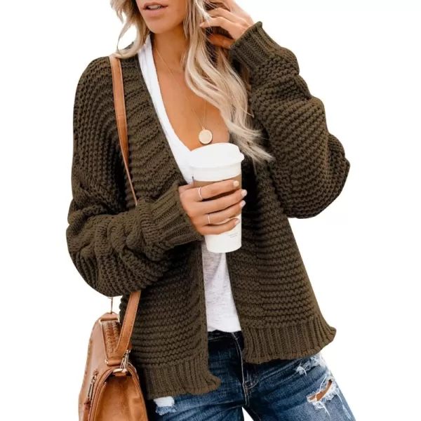 Dokotoo Womens Open Front Long Sleeve Chunky Knit Cardigan Sweaters Loose Outwear Coat