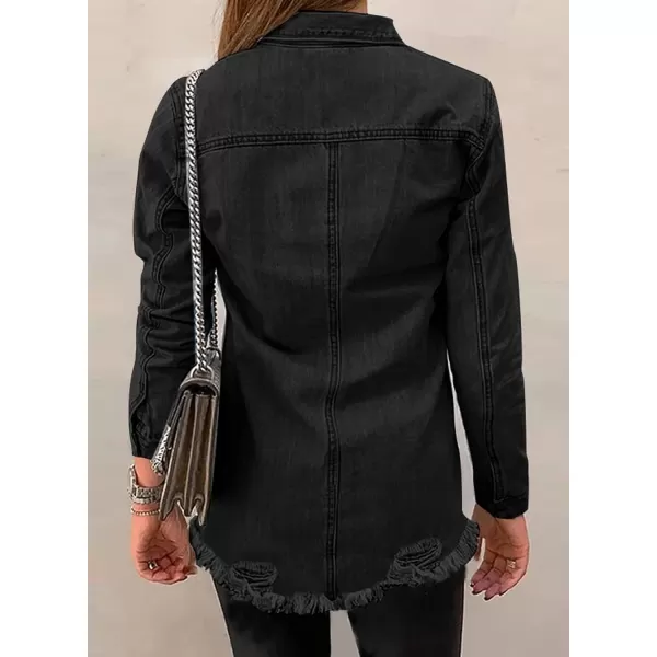 Dokotoo Women's Oversized Denim Jacket Casual Long Boyfriend Distresse Jean Jacket Autumn Spring