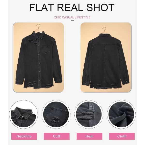 Dokotoo Women's Oversized Denim Jacket Casual Long Boyfriend Distresse Jean Jacket Autumn Spring