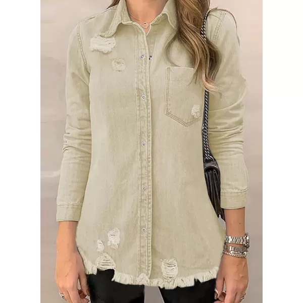 Dokotoo Women's Oversized Denim Jacket Casual Long Boyfriend Distresse Jean Jacket Autumn Spring