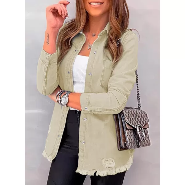 Dokotoo Women's Oversized Denim Jacket Casual Long Boyfriend Distresse Jean Jacket Autumn Spring