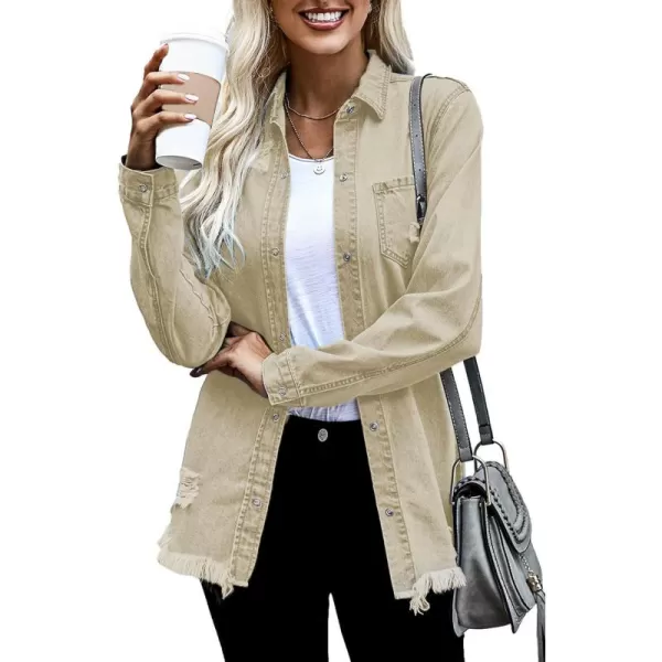 Dokotoo Women's Oversized Denim Jacket Casual Long Boyfriend Distresse Jean Jacket Autumn Spring