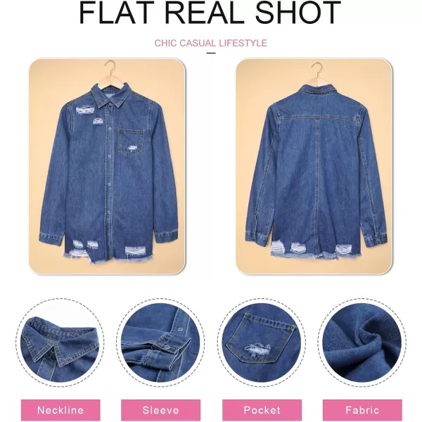 Dokotoo Women's Oversized Denim Jacket Casual Long Boyfriend Distresse Jean Jacket Autumn Spring