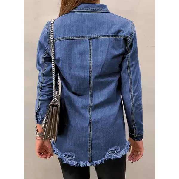 Dokotoo Women's Oversized Denim Jacket Casual Long Boyfriend Distresse Jean Jacket Autumn Spring