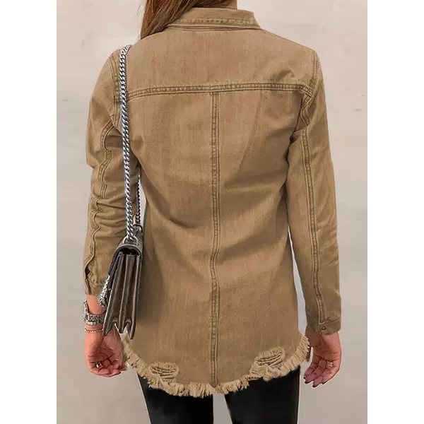 Dokotoo Women's Oversized Denim Jacket Casual Long Boyfriend Distresse Jean Jacket Autumn Spring