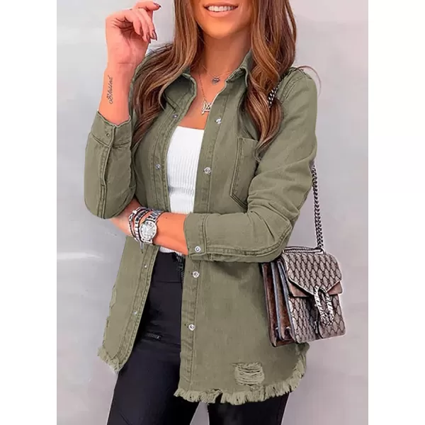 Dokotoo Women's Oversized Denim Jacket Casual Long Boyfriend Distresse Jean Jacket Autumn Spring