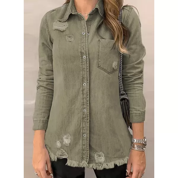 Dokotoo Women's Oversized Denim Jacket Casual Long Boyfriend Distresse Jean Jacket Autumn Spring