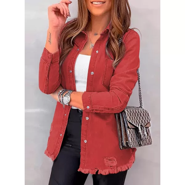 Dokotoo Women's Oversized Denim Jacket Casual Long Boyfriend Distresse Jean Jacket Autumn Spring