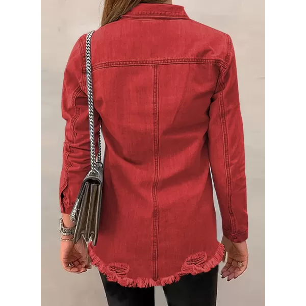 Dokotoo Women's Oversized Denim Jacket Casual Long Boyfriend Distresse Jean Jacket Autumn Spring