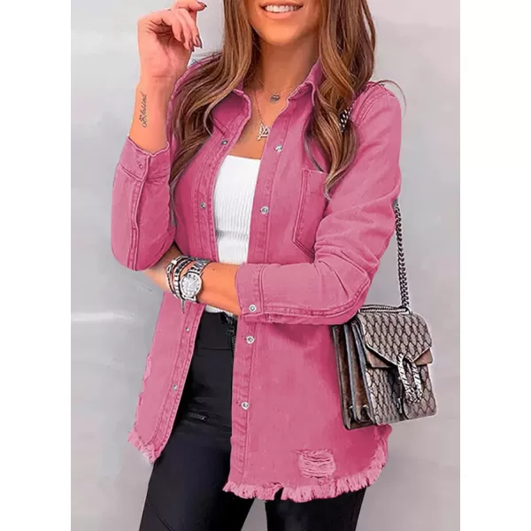 Dokotoo Women's Oversized Denim Jacket Casual Long Boyfriend Distresse Jean Jacket Autumn Spring