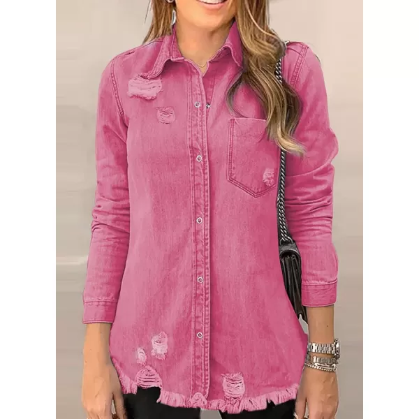 Dokotoo Women's Oversized Denim Jacket Casual Long Boyfriend Distresse Jean Jacket Autumn Spring