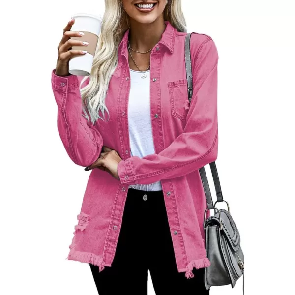 Dokotoo Women's Oversized Denim Jacket Casual Long Boyfriend Distresse Jean Jacket Autumn Spring