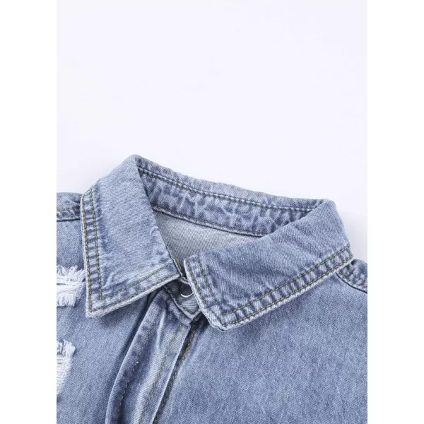 Dokotoo Women's Oversized Denim Jacket Casual Long Boyfriend Distresse Jean Jacket Autumn Spring