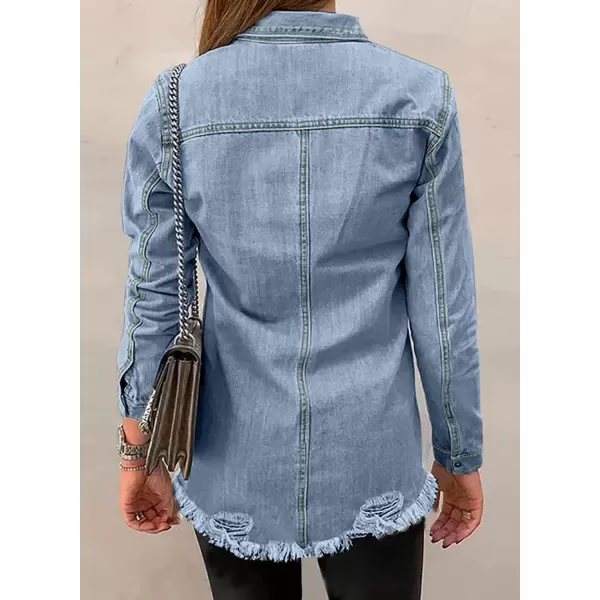 Dokotoo Women's Oversized Denim Jacket Casual Long Boyfriend Distresse Jean Jacket Autumn Spring