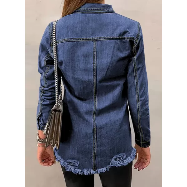 Dokotoo Women's Oversized Denim Jacket Casual Long Boyfriend Distresse Jean Jacket Autumn Spring