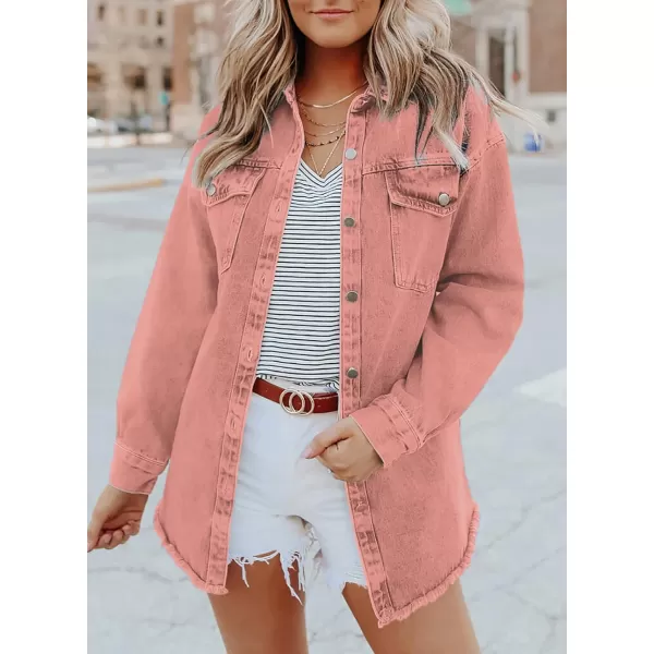 Dokotoo Women's Oversized Denim Jacket Casual Long Boyfriend Distresse Jean Jacket Autumn Spring