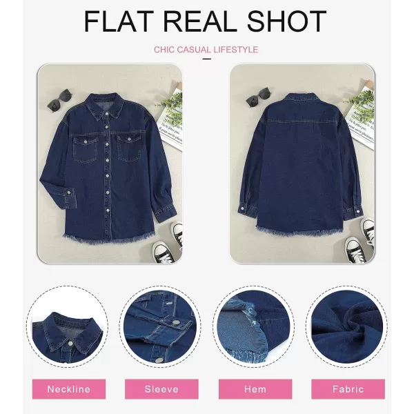 Dokotoo Women's Oversized Denim Jacket Casual Long Boyfriend Distresse Jean Jacket Autumn Spring
