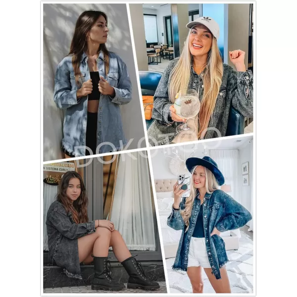 Dokotoo Women's Oversized Denim Jacket Casual Long Boyfriend Distresse Jean Jacket Autumn Spring