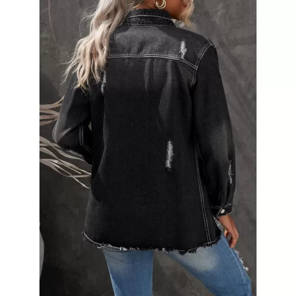 Dokotoo Women's Oversized Denim Jacket Casual Long Boyfriend Distresse Jean Jacket Autumn Spring