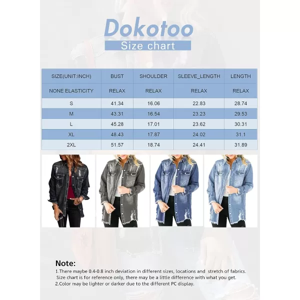 Dokotoo Women's Oversized Denim Jacket Casual Long Boyfriend Distresse Jean Jacket Autumn Spring
