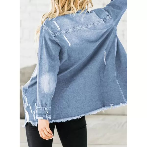 Dokotoo Women's Oversized Denim Jacket Casual Long Boyfriend Distresse Jean Jacket Autumn Spring