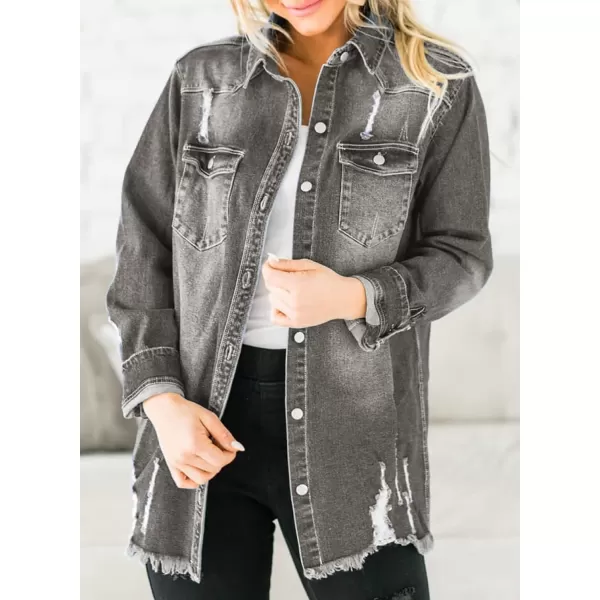 Dokotoo Women's Oversized Denim Jacket Casual Long Boyfriend Distresse Jean Jacket Autumn Spring
