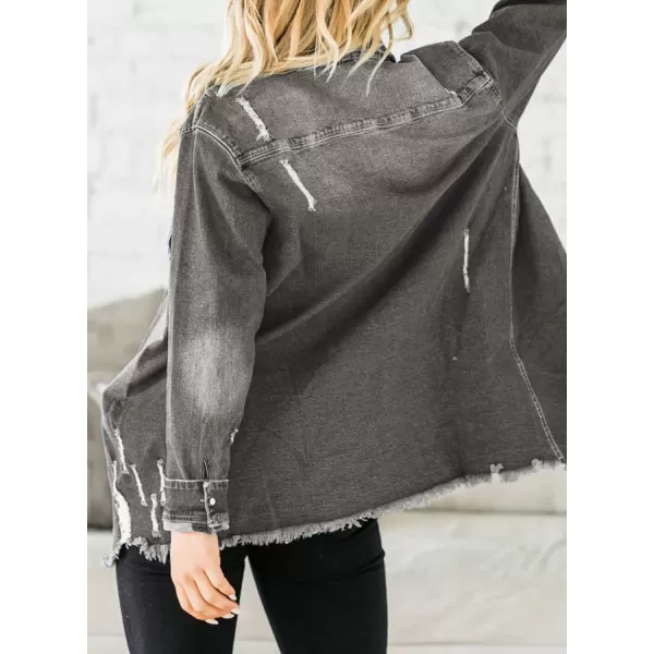 Dokotoo Women's Oversized Denim Jacket Casual Long Boyfriend Distresse Jean Jacket Autumn Spring