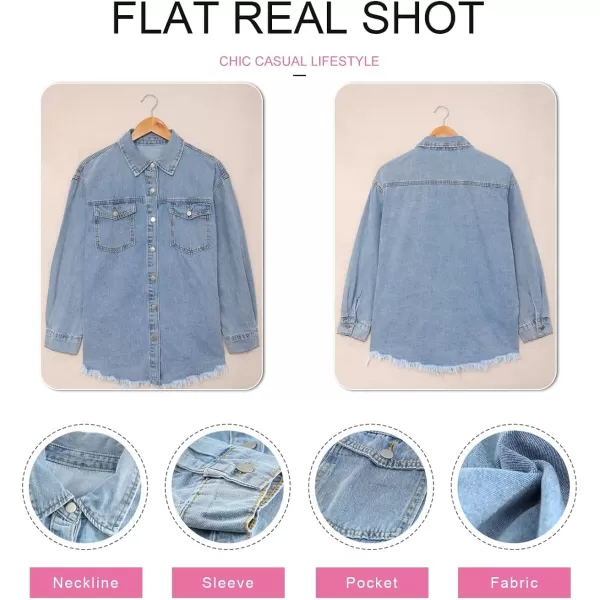 Dokotoo Women's Oversized Denim Jacket Casual Long Boyfriend Distresse Jean Jacket Autumn Spring