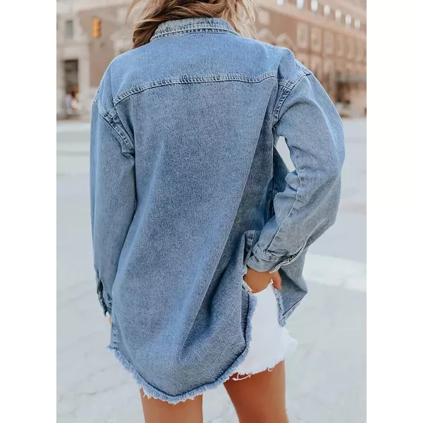 Dokotoo Women's Oversized Denim Jacket Casual Long Boyfriend Distresse Jean Jacket Autumn Spring